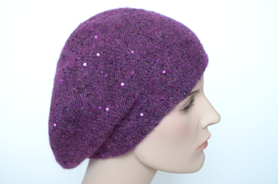 Берет вязаный цвета фуксия для женщин фото