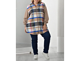 Женская рубашка-кардиган из фланели большого размера арт. 16488-6276 (цвет бежево-малиновый) Размеры 64-82