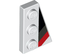 Wedge, Plate 3 x 2 Right with Black, Dark Bluish Gray and Red Racing Stripes Pattern, White (43722pb01 / 6291432)