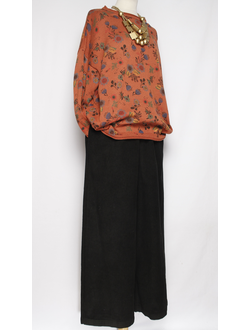 Брюки Бохо "ПАЛАЦЦО КРУПНЫЙ ВЕЛЬВЕТ"  черные до р.56