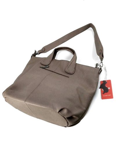 (АРТИКУЛ: 7084/72) СУМКА ЖЕНСКАЯ, БОЛЬШАЯ, НАТУРАЛЬНАЯ КОЖА, ТЕМНО-БЕЖЕВАЯ, С ШИРОКИМ ПЛЕЧЕВЫМ РЕМНЕМ