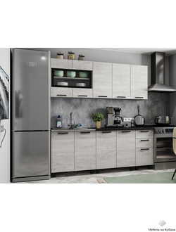 Сканди 2 м комплектация 1 Кухонный гарнитур Бетон пайн светлый Без столешницы