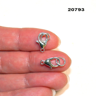Застежка-карабин арт.20793: цвет "серебро" - 0,4г - с кольцом 12*7мм
