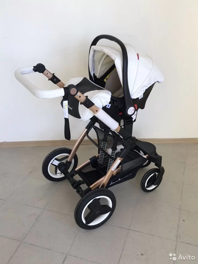 Детская коляска 3 в 1 Belecoo X6 Белая экокожа
