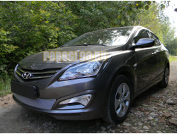 Защита радиатора Hyundai Solaris 2014-2017 chrome PREMIUM