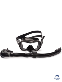 Маска для дайвинга с трубкой Sargan Агидель BLACK, комплект