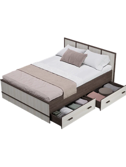 Кровать двуспальная " Сакура" 1400 с выдвижными ящиками (БТС)