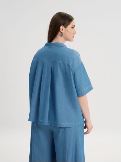 Рубашка голубая свободного кроя