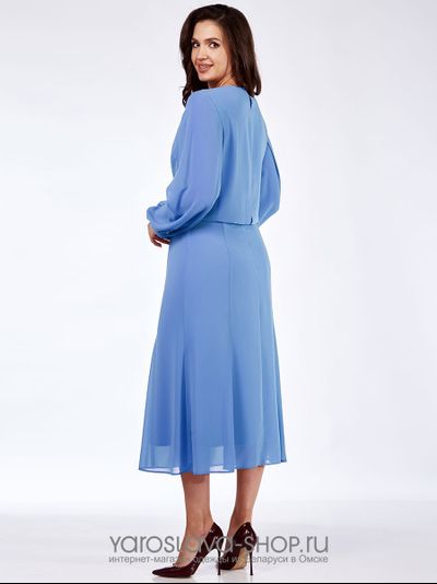 Шифоновое женское платье голубого цвета