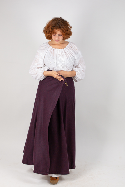 Шерстяная юбка на запах «Сирин» (Бордовая)