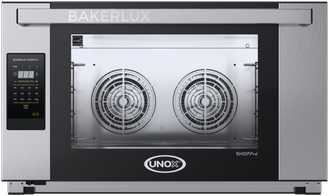 Шкаф пекарский UNOX XEFT-04EU-ETDV (серия ROSSELLA, панель TOUCH, 4 листа 600х400мм с пароувлажнением, 2 ск-ти вент., подключение к воде