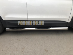 Пороги труба с проступью d76 для Hyundai Santa Fe (2012-2018)