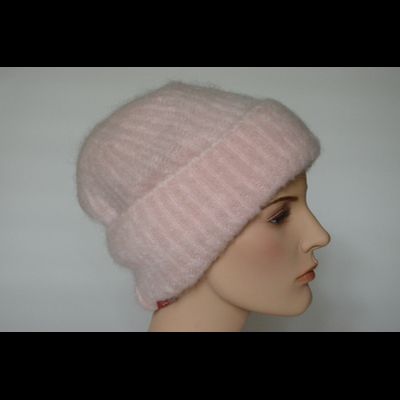 Берет вязаный розовый с отворотом Vizio Италия 6946 BRO