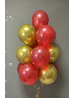 Шарики воздушные красные с золотым