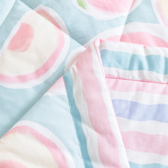 Комплект постельного белья Сатин со стеганым одеялом цвет Персик 100% хлопок OBK015 размер 150*210 см(180*220 см)