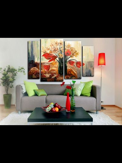 Модульная картина "Цветы и вино"