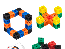 Математические кубики, 2 см (100 шт). Набор с карточками.