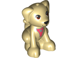 Dog, Friends, Puppy, Sitting with Brown Eyes, Black Nose and Silver Heart Pattern, Tan (27986pb03 / 6331479)