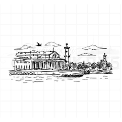 Штамп для скрапбукинга Стрелка В.О, Ростральные колонны, виды Питера
