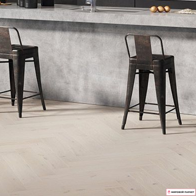 Паркетная доска Barlinek Венгерская елка Дуб Capuccino 130 мм елочка лак замок 2G толщина 14 мм 0.65 м2