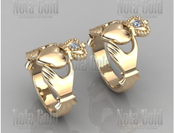 Кладдахские обручальные кольца из желтого золота на заказ