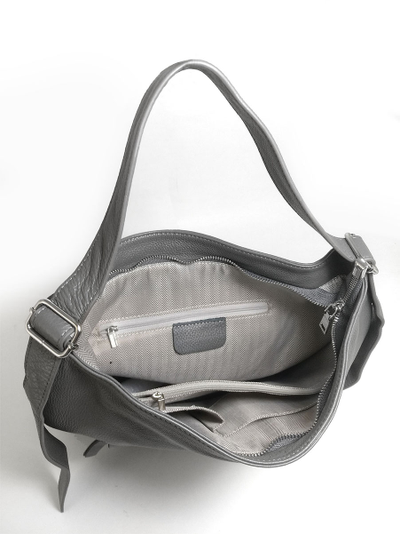 (АРТИКУЛ: 10133/1) СУМКА ЖЕНСКАЯ, БОЛЬШАЯ, НАТУРАЛЬНАЯ КОЖА, СЕРАЯ, РЕМЕНЬ ЧЕРЕЗ ПЛЕЧО