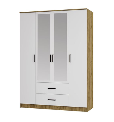 Шкаф 4-х створчатый Евро ШК-12 крафт/белый (Мебелони)