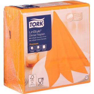 Салфетки Tork LinStyle Premium 39х39, оранжевые 50шт/уп 478851