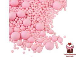 Драже рисовое в шоколадной глазури Жемчуг матовый «Розовый», 50 г (мягкое)