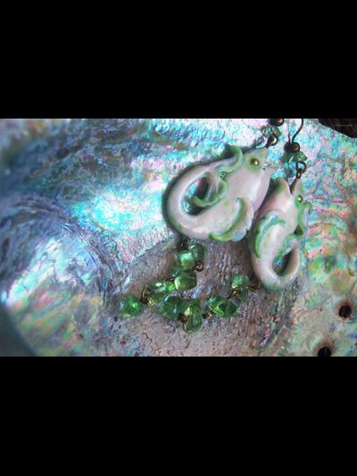 "Рыбки Хрустальной Лагуны", серьги в стиле фарфоровых украшений