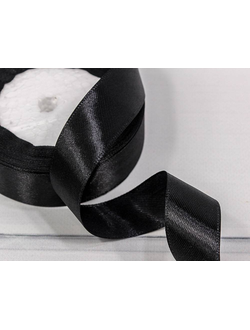 Лента атласная 25мм (39, черная), 22,9м