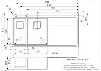 Мойка Reginox Nevada L 18x30 Right brushed