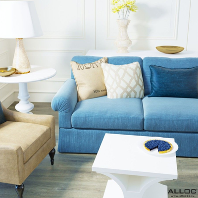 Декор ламината Alloc Grand Avenue Мэдисон Авеню 9001 в интерьере комнаты