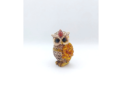 Сова блестящая малая с янтарем № 1