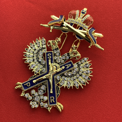 Орден Святого Андрея Первозванного со стразами и мечами, с бантом из муаровой ленты. Полноразмерная копия LUX! Лот № 48.