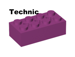 Technic, Brick 2 x 4 with 3 Axle Holes, Magenta (39789 / 6252647)