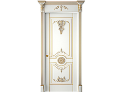 Межкомнатная дверь Марокко белая эмаль с патиной золото