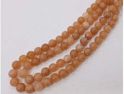 Агат тонированный  на нити  10мм бледно оранжевый