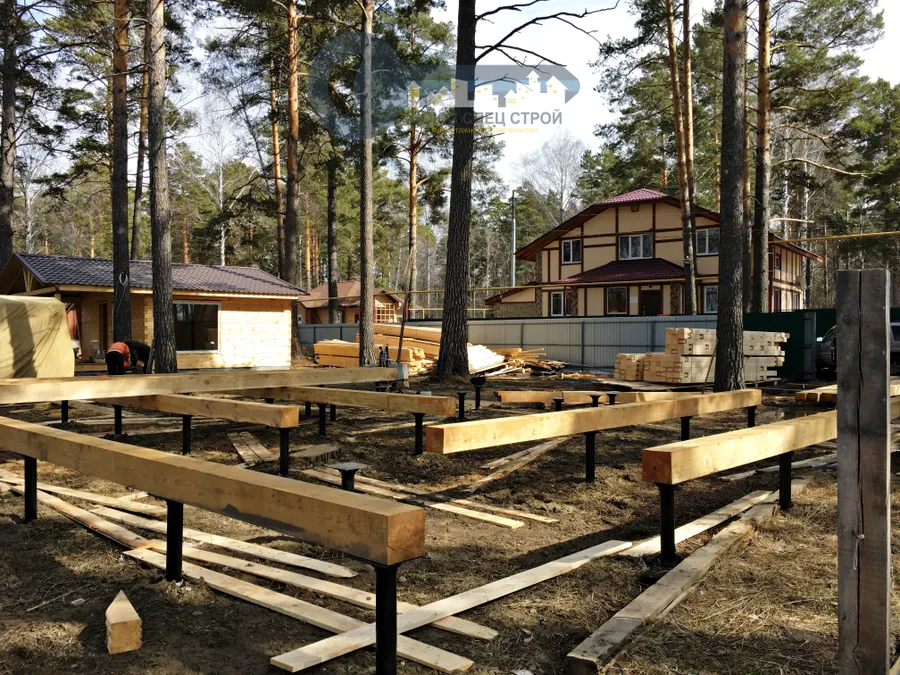 Монтаж обвязки на сваях