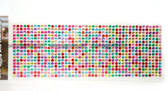 Стразы клеевые самоклеящиеся, 6 мм, ассорти цветов, пластик