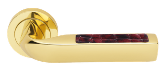 Дверные ручки Morelli Luxury MATRIX-2 OTL/COCCODRILLO Цвет - Золото/вставка из натуральной кожи крокодила