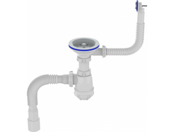 Сифон для кухни 3 1/2"х40 с пластиковой решеткой,круглый перелив,гиб.тр.40х40/50,PB0139-10-MR [58051