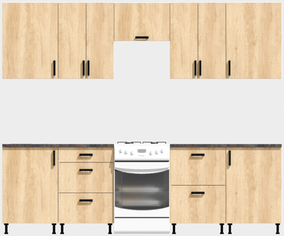 Кухня Эконом 2,4 метра (1200х1200) Цвет: Дуб Сонома/Дуб Сонома