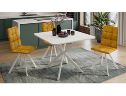 Стол обеденный раздвижной Лиссабон Тип 1 Белый муар/Белый