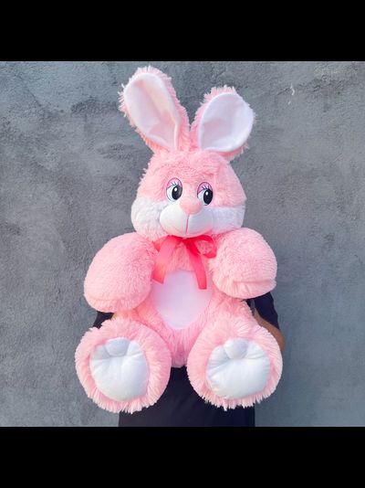 Плюшевый заяц 75 см розовый