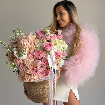 Плетёная корзина МИКС ЦВЕТОВ М