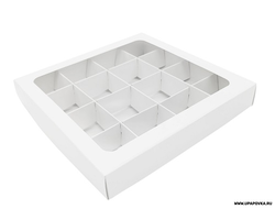 Коробка для конфет Белый 16 шт (200 х 200 х 30 мм) Крышка - Дно