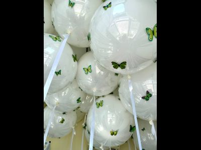 Шар с гелием Бабл стеклянный с бабочками 60см, 1шт