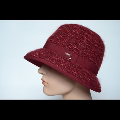 Фетровая шляпа с отделкой меланжевой пряжей Vizio Италия 6924 PL бордовая