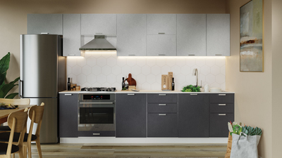 Композиция Модульной кухни ГРАНИТА бетон снежный+бетон графит